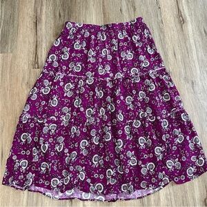 Lane Bryant Women's Size 14/16 Maxi Skirt Purple Floral Tiered Boho Ruffle Rayon